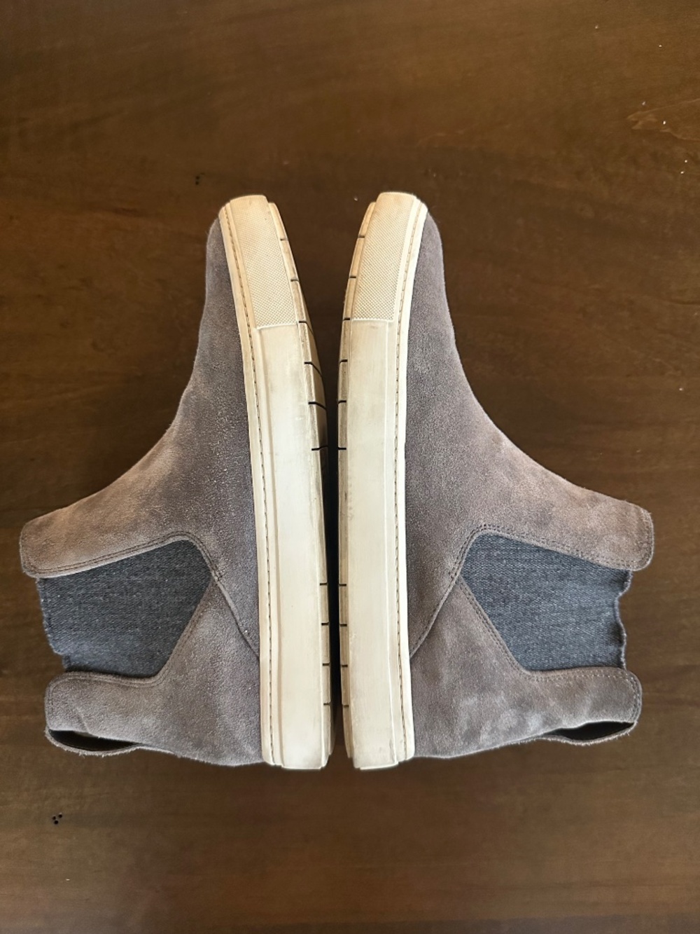 Vince High Top Sneakers Suede Slip On Ankle Boots Shoes Grey Women's Sz 7 / 37.5 - Picture 6 of 11